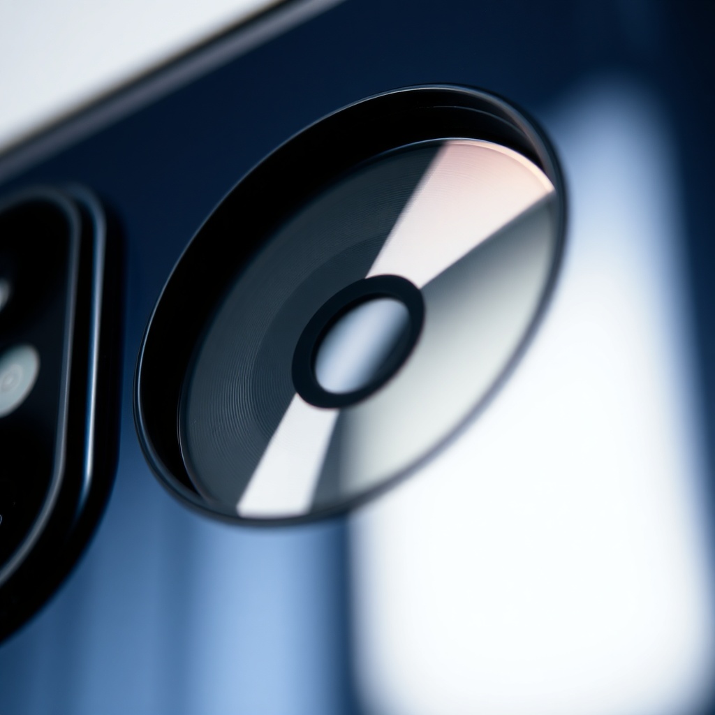 올바른 관리로 코팅이 완벽하게 보존된 깨끗한 스마트폰 렌즈의 반사면